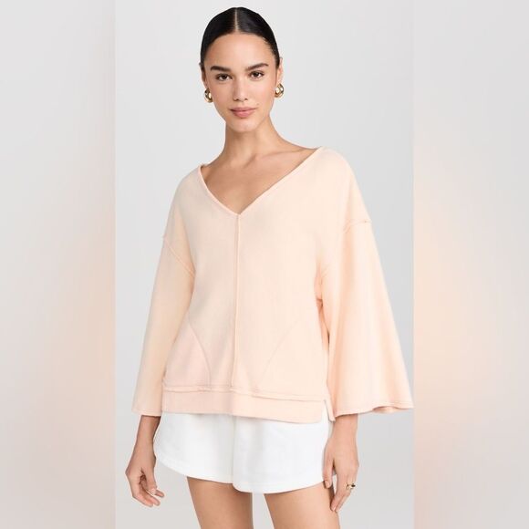 NWT Free People X Intimately Free People Day Off Fleece Pullover Sweater Peach - Picture 1 of 10